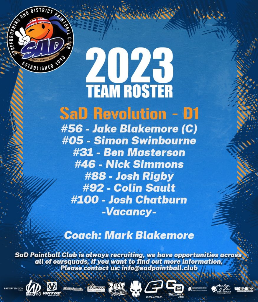 Poster SaD Team Roster 2023 Div 1 SaD Revolution